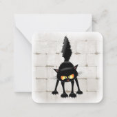 面白い凶暴な黒猫のキャラクター ノートカード (正面)
