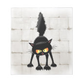 面白い凶暴な黒猫のキャラクター ノートパッド (正面)