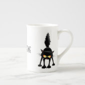 面白い凶暴な黒猫のキャラクター ボーンチャイナマグカップ (右)