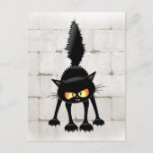 面白い凶暴な黒猫のキャラクター ポストカード (正面)