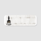 面白い凶暴な黒猫のキャラクター 名札 (正面)