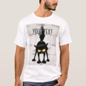 面白い凶暴な黒猫のキャラクター Tシャツ (正面)