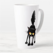 面白い凶暴な黒猫の漫画 カフェラテマグ (右アングル)
