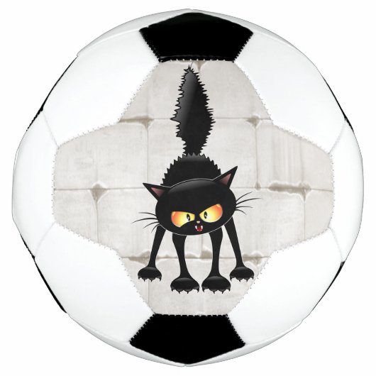 面白い凶暴な黒猫の漫画 サッカーボール (正面)