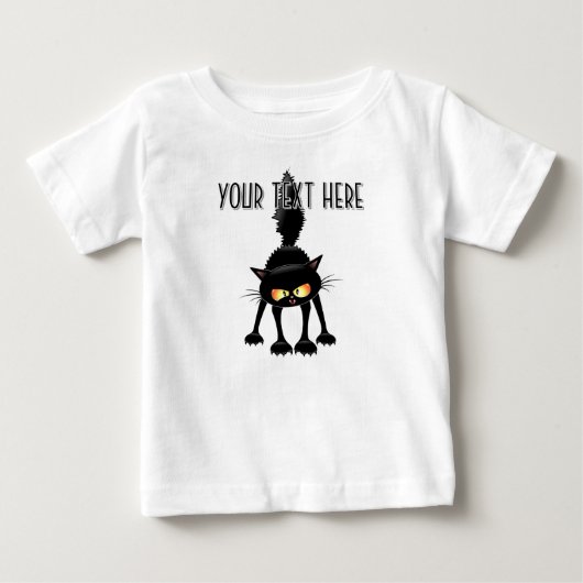 面白い凶暴な黒猫の漫画 ベビーTシャツ (正面)