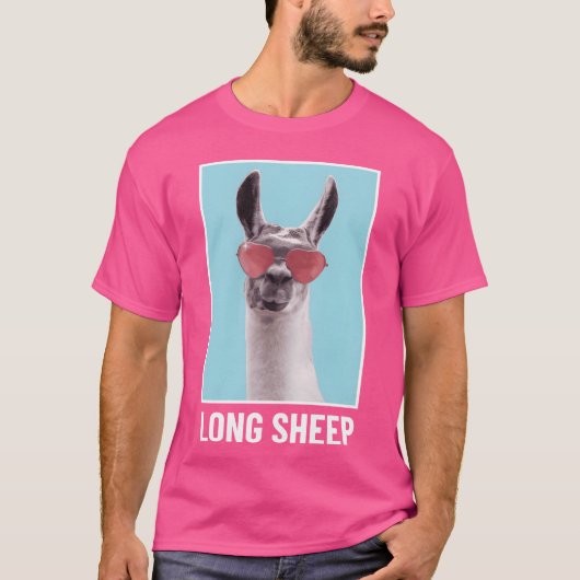 面白い動物のひつじ ロング Tシャツ (正面)