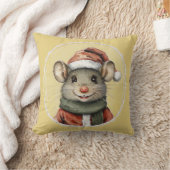 面白い動物のクリスマスお気に入り - ネズミ 1 クッション (ブランケット)