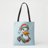 面白い動物のクリスマスソング - アヒル2 トートバッグ (正面)