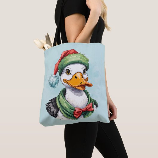 面白い動物のクリスマスソング - アヒル2 トートバッグ (クローズアップ)