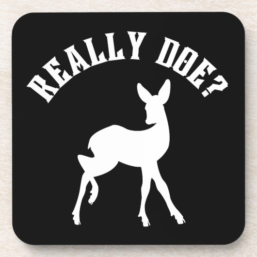 面白い動物のダジャレ Really Doe コースター (正面)