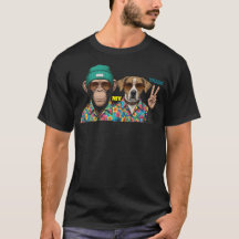 面白い動物の友達Tシャツ | おしゃれなサルと犬
