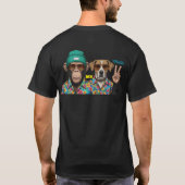 面白い動物の友達Tシャツ | おしゃれなサルと犬 Tシャツ (裏面)