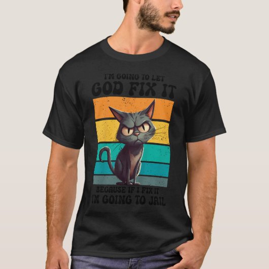 面白い動物の問題 "神様に直してもらおう" Tシャツ (正面)
