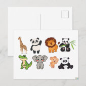面白い動物の絵葉書 ポストカード (正面/裏面)