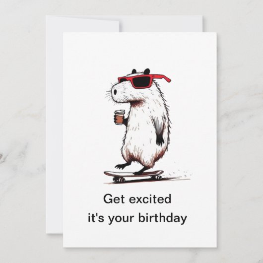 面白い動物の誕生日グリーティング シーズンカード (正面)