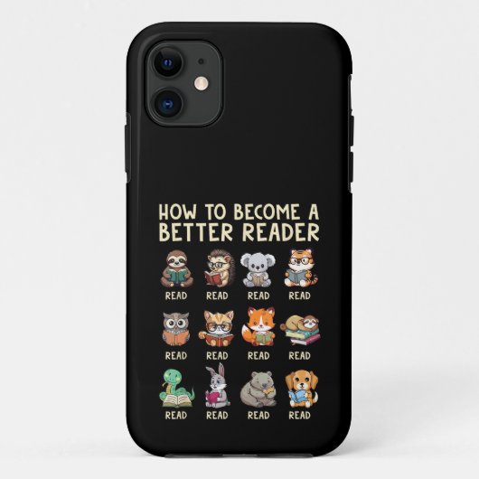 面白い動物の「より良い読者になる方法」本 Case-Mate iPhoneケース (裏面)