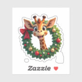 面白い動物キリン・ミームフェイス クリスマスTシャツ シール (シート)