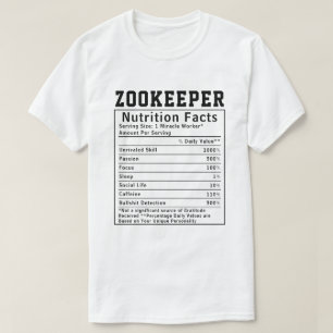 面白い動物園飼育員栄養成分従業員スタッフ Tシャツ