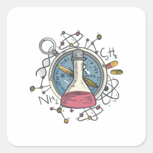 面白い化学の科学パロディ スクエアシール