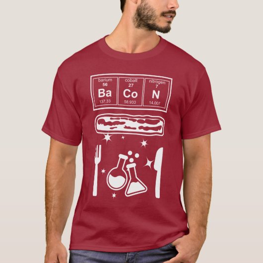 面白い化学ベーコン好き科学 Tシャツ (正面)