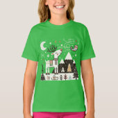  面白い北欧トナカイパターン Tシャツ (正面)