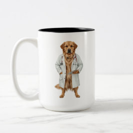 面白い医者の犬のコーヒーマグ | 最高の医療ギフト ツートーンマグカップ