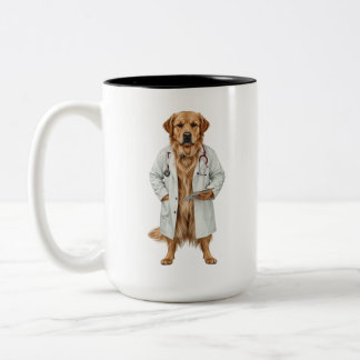 面白い医者の犬のコーヒーマグ | 最高の医療ギフト ツートーンマグカップ