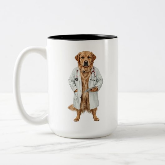 面白い医者の犬のコーヒーマグ | 最高の医療ギフト ツートーンマグカップ (左)