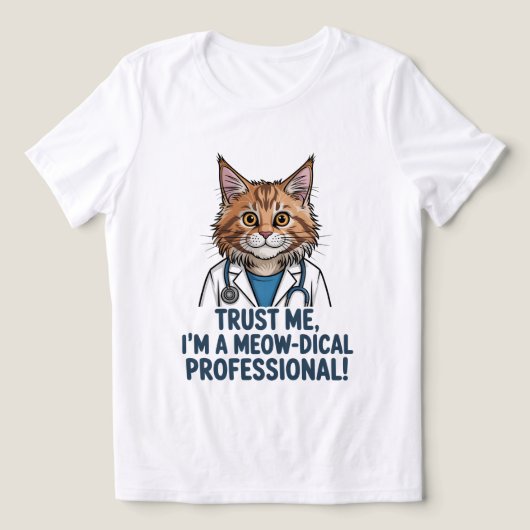 面白い医者の猫の医療ユーモアイラスト トライブレンドTシャツ (デザイン正面)