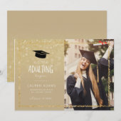 面白い卒業カードのお知らせ 招待状 (正面/裏面)