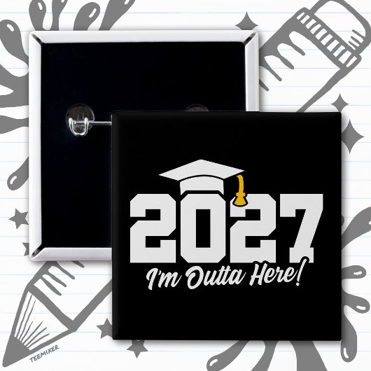 面白い卒業名言 2027年卒業生クラス 缶バッジ