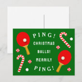 面白い卓球のクリスマス シーズンポストカード (正面/裏面)