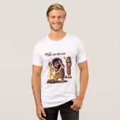 面白い原始人の火の発見 トライブレンドTシャツ (正面全面)
