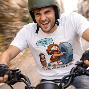 面白い原始人車輪 石器時代ユーモアTシャツ トライブレンドTシャツ