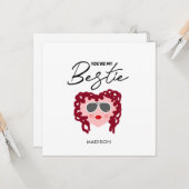 面白い友情 ピンクハート 親友 カスタマイズカード カード (正面/裏面インサイチュ)