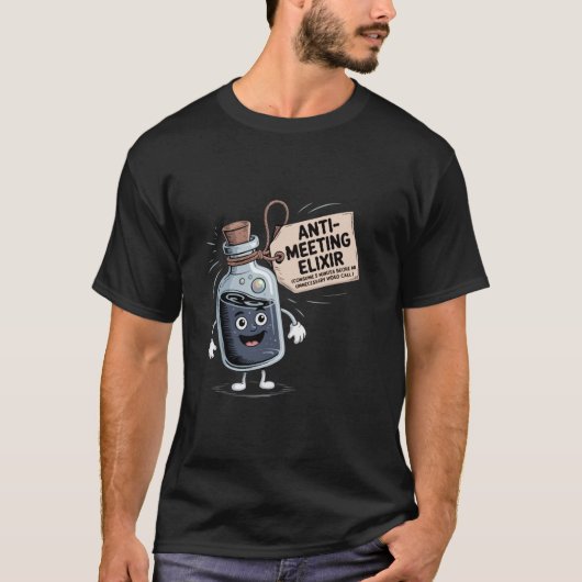 面白い反会議エリクサー | レトロ漫画オフィスH Tシャツ (正面)