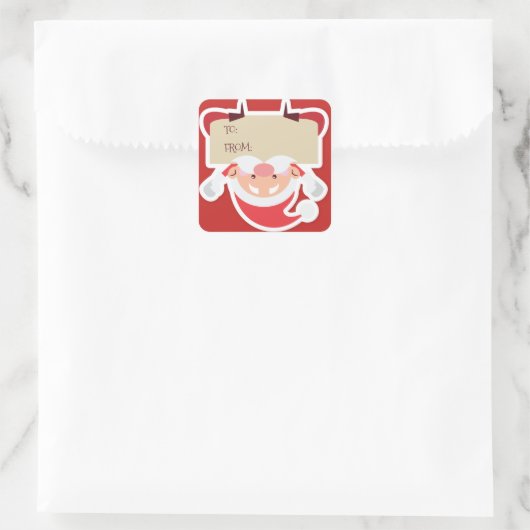 面白い吊り下げサンタのクリスマスギフトシール スクエアシール (バッグ)