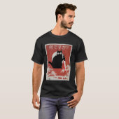 面白い和風アートスタイルの猫デザイン Tシャツ (正面フル)