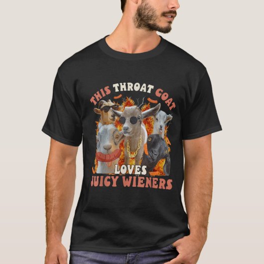 面白い喉のヤギが名刺を飲み込む Tシャツ (正面)