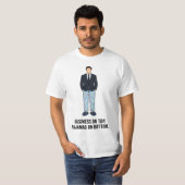 面白い在宅勤務「上だけビジネス」グラフィックTシャツ Tシャツ (正面フル)
