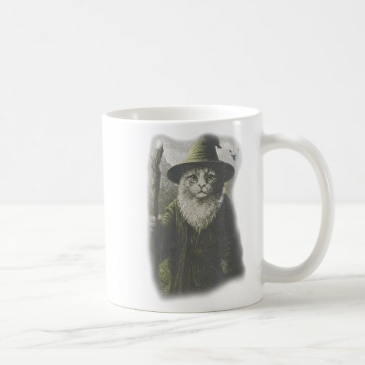 面白い変な子猫の魔法使いの幽霊猫のミーム Catdalf H コーヒーマグカップ (右)