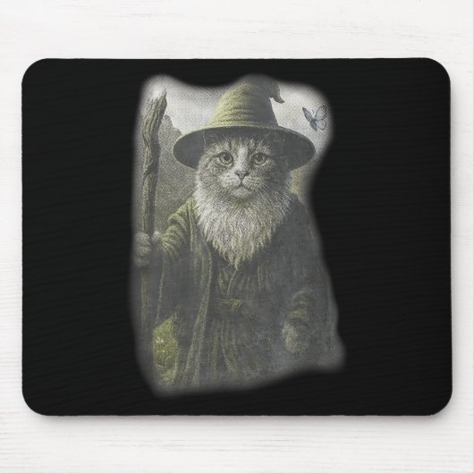 面白い変な子猫の魔法使いの幽霊猫のミーム Catdalf H マウスパッド (正面)
