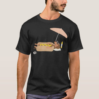 面白い夏のホットドッグダックスビーチ Tシャツ