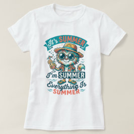 面白い夏の生き物 レトロなキャラクターTシャツ Tシャツ