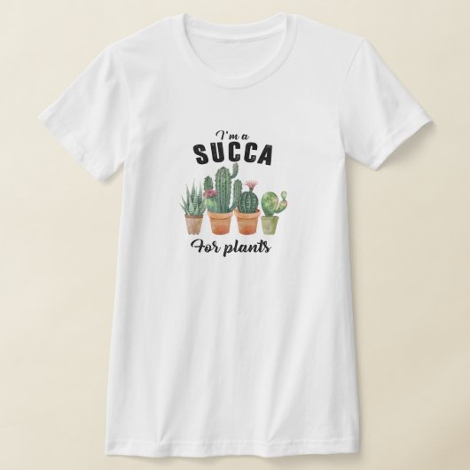 面白い多肉植物のサボテンの鉢植え Tシャツ (レイダウン)