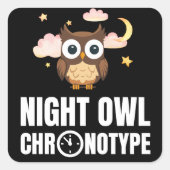 面白い夜型フクロウ年代型 スクエアシール (正面)