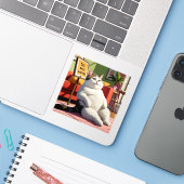 面白い太った猫のサイン ドゥノットディスターブ  シール (ノートパソコンとiPhone)