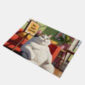 面白い太った猫のサイン ドゥノットディスターブ  ドアマット (アングル)