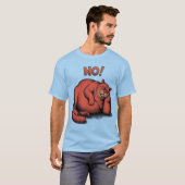 面白い太った猫の"嫌!" 反社会的Tシャツ Tシャツ (正面フル)