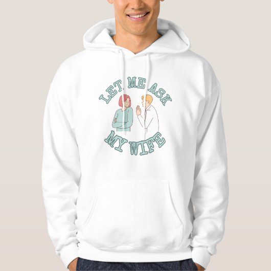 面白い夫のグラフィックTシャツ「妻に聞いてみよう」 パーカ (正面)